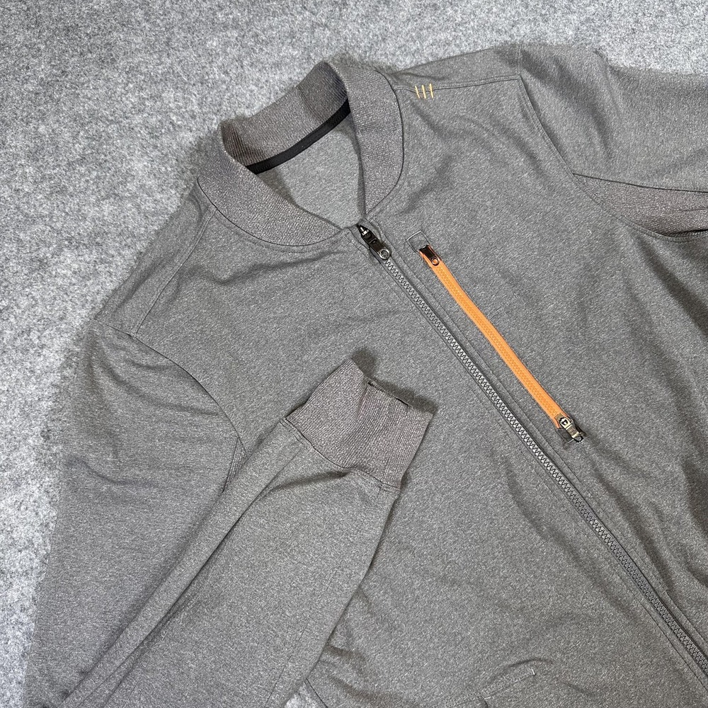 Lululemon Jacket Mens Medium Gray Bomber Full Zip Reflective Trim Athletic